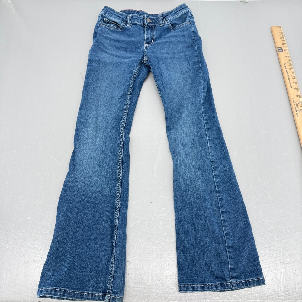 Wrangler Girls Blue Bootcut Jeans Sz 12 Regular Medium Wash Embroidered Pockets